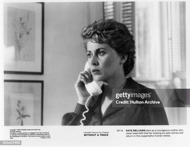 Kate Nelligan listens on the phone in a scene in the 20th Century Fox movie "Without a Trace" circa 1983.