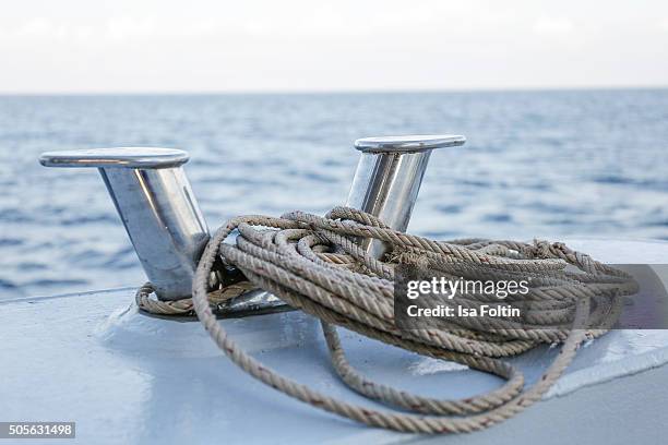 Fixation rope an a Liverboat in the Adaman sea on January 04, 2015 in Similan Islands, Thailand.