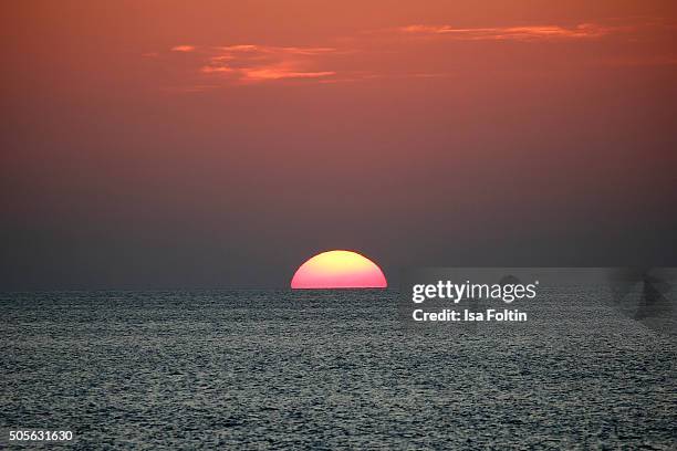 Sunset in the Adaman sea on January 04, 2015 in Similan Islands, Thailand.