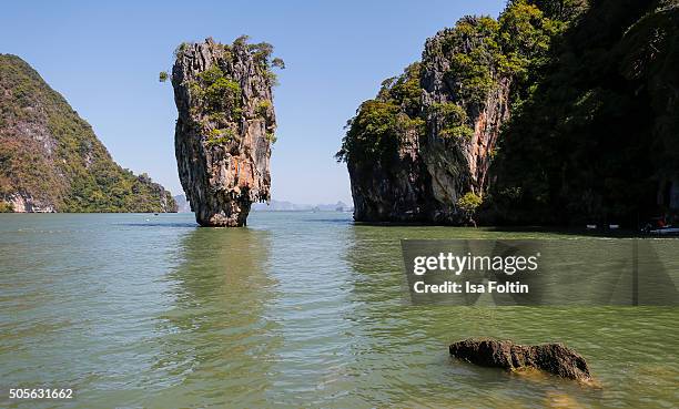 Ko Tapu rock of James Bond Island in Phang Nga National Park on January 09, 2015 in Ao Phang Nga National Park, Thailand.