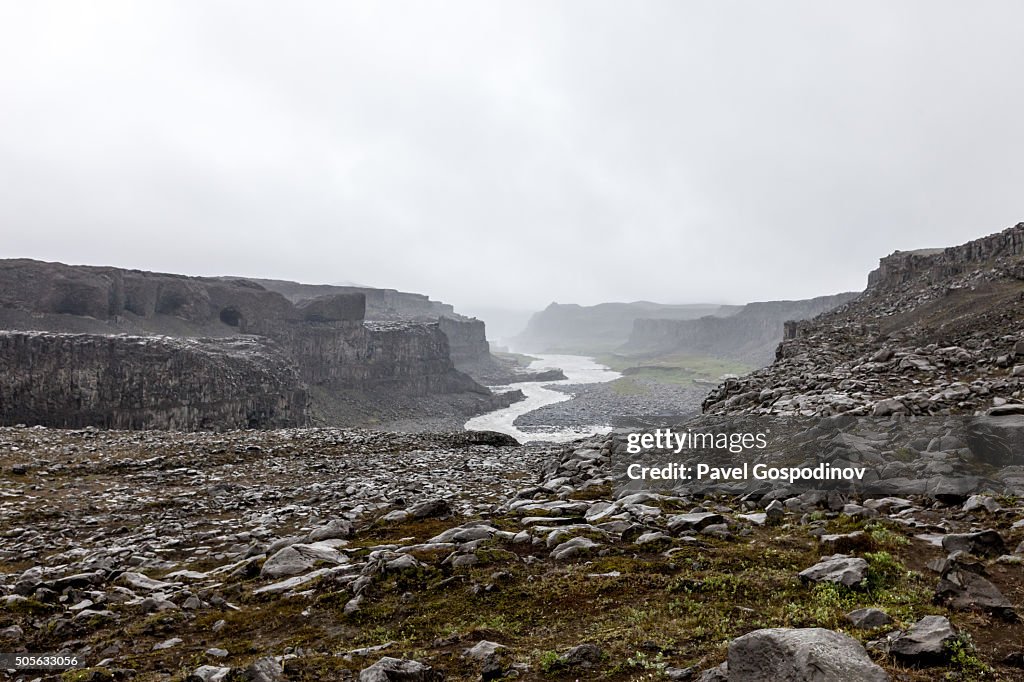 Jökulsárgljúfur canyon nearby Dettifoss waterfall in Vatnajökull National Park, Iceland