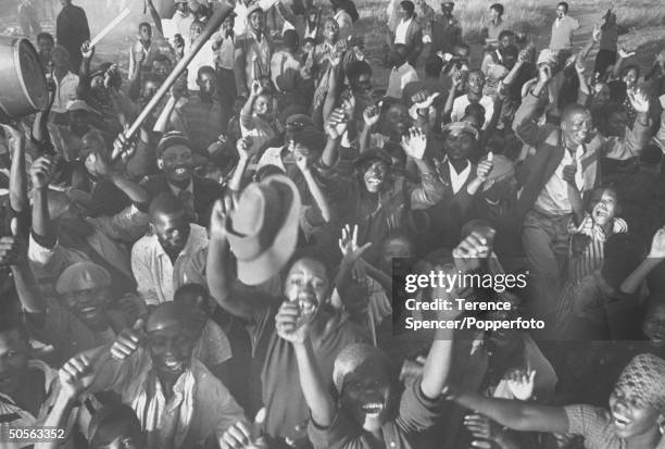 Residents from the township of Sharpeville gather during a demonstration against government pass laws as part of a day of protest at Sharpeville in...