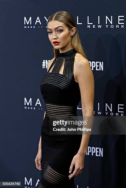 Gigi Hadid attends the 'The Power Of Colors - MAYBELLINE New York Make-Up Runway' show during the Mercedes-Benz Fashion Week Berlin Autumn/Winter...