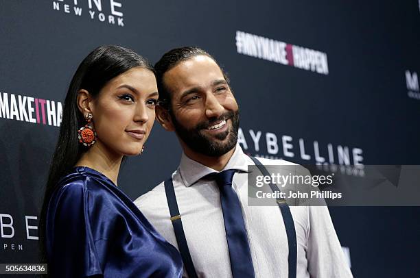 Rebecca Mir and Massimo Sinato attend the 'The Power Of Colors - MAYBELLINE New York Make-Up Runway' show during the Mercedes-Benz Fashion Week...