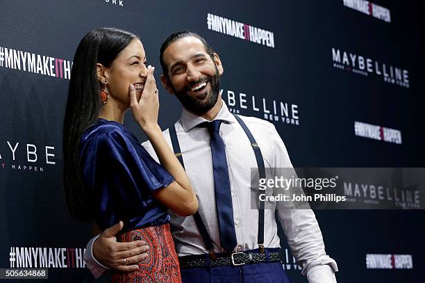 Rebecca Mir and Massimo Sinato attend the 'The Power Of Colors - MAYBELLINE New York Make-Up Runway' show during the Mercedes-Benz Fashion Week...