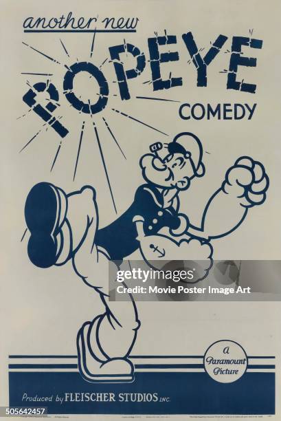 Poster for 'another new Popeye comedy', produced by Fleischer Studios Inc. For Paramount, 1939.