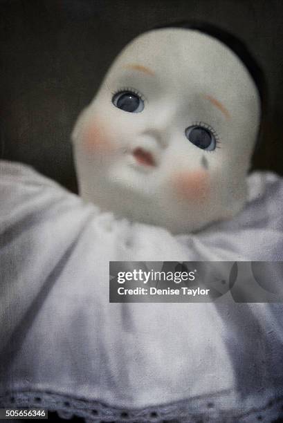 spooky old doll - pierrot clown stock pictures, royalty-free photos & images