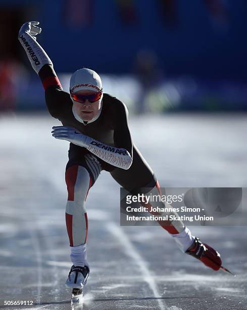 Philip Due-Schmidt of Poland participates in the men 1500 m heats during day 1 of ISU speed skating junior world cup at ice rink Pine stadium on...