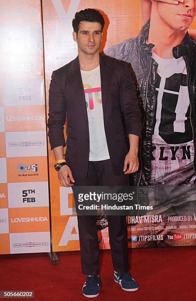 Bollywood actor Girish Kumar Taurani during the trailer launch of film Loveshhuda on January 6, 2016 in Mumbai, India. Loveshhuda follows two...