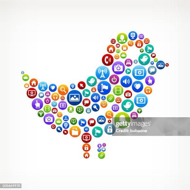 bird technology internet and web media icon pattern - flying in sync stock illustrations
