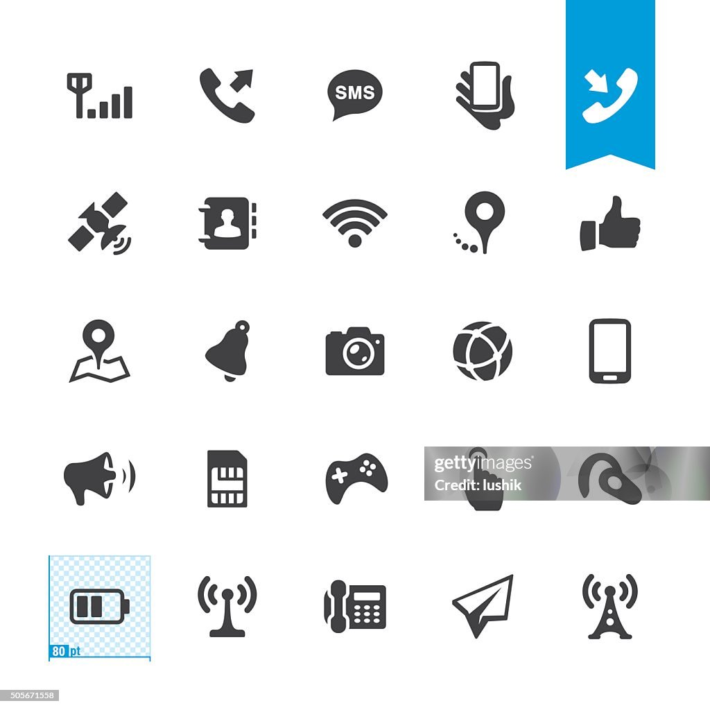 Vetor ícones de telecomunicações móveis
