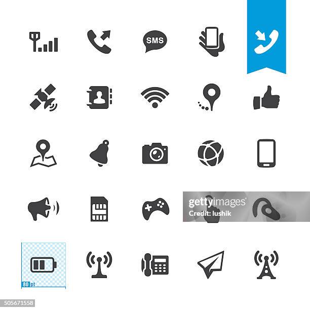 mobile telecom vector icons - out tray stock illustrations