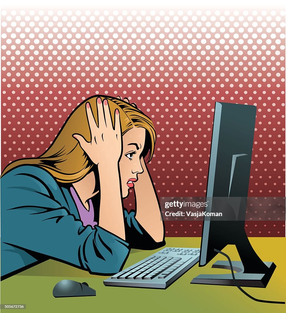 Frustrated Computer Operator High-Res Vector Graphic - Getty Images