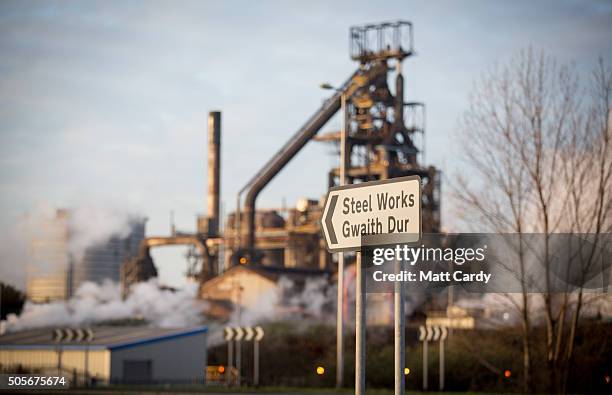 Steam rises at the Tata steelworks on January 19, 2016 in Port Talbot, Wales. Tata Steel announced yesterday that it plans to cut 1,050 jobs in the...