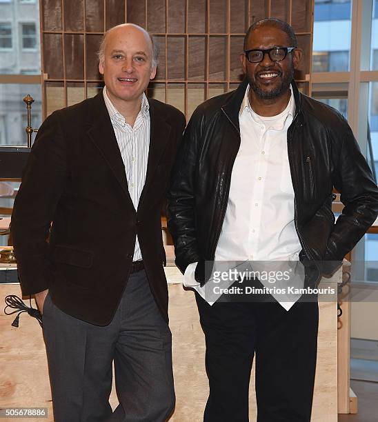 Frank Wood and Forest Whitaker attend the "Hughie" Broadway Cast Photocall at The New 42nd Street Studios on January 19, 2016 in New York City.