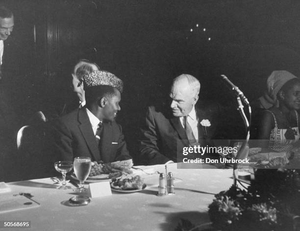 President of the Republic of Guinea Sekou Toure talking to Gov. Luthur H. Hodges .