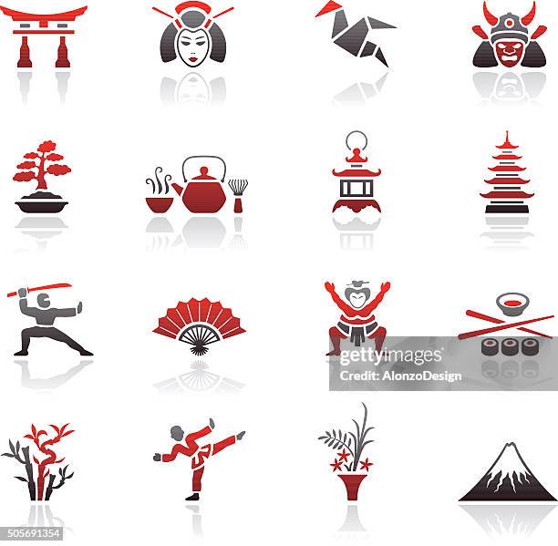 japanese icons - japanese martial arts stock illustrations