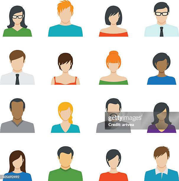 ilustraciones, imágenes clip art, dibujos animados e iconos de stock de conjunto de iconos de avatar color - pelo facial