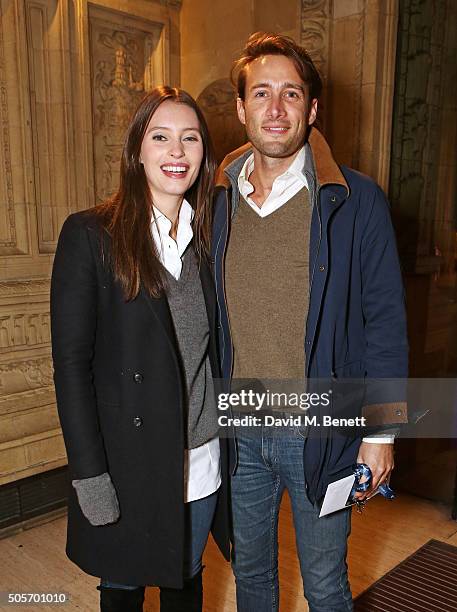 Ella Woodward and Matthew Mills arrive at a VIP performance of "Cirque Du Soleil: Amaluna" at Royal Albert Hall on January 19, 2016 in London,...