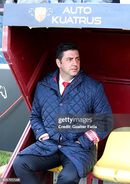 Benfica's coach Rui Vitoria before the start of the Taca da Liga match between Oriental Lisboa and SL Benfica at Estadio Engenheiro Carlos Salema on...