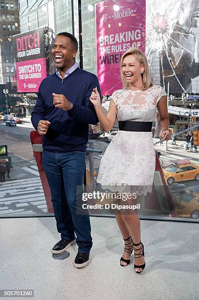 Calloway and Kym Johnson dance on the set of "Extra" at their New York studios at H&M in Times Square on January 19, 2016 in New York City.