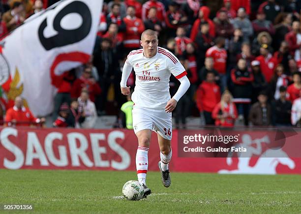 Benfica's defender from Sweden Victor Lindelof in action during the Taca da Liga match between Oriental Lisboa and SL Benfica at Estadio Engenheiro...