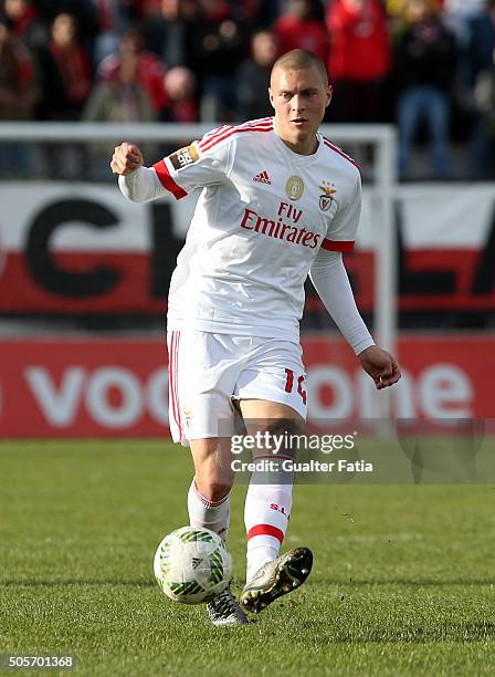 Benfica's defender from Sweden Victor Lindelof in action during the Taca da Liga match between Oriental Lisboa and SL Benfica at Estadio Engenheiro...