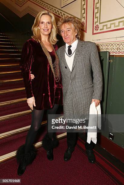 Penny Lancaster Stewart and Rod Stewart arrive at a VIP performance of "Cirque Du Soleil: Amaluna" at Royal Albert Hall on January 19, 2016 in...