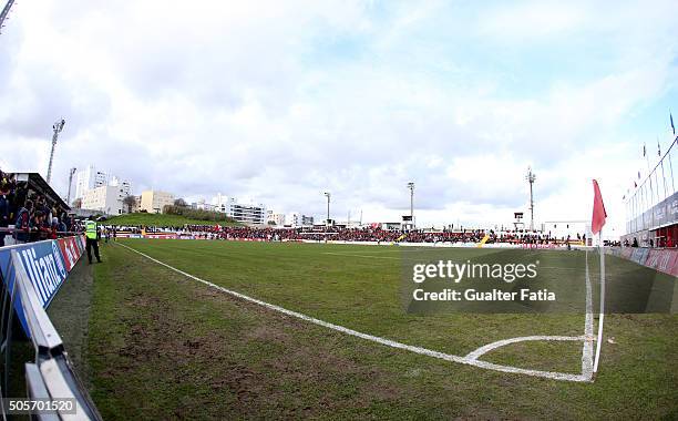 Panoramic view of Estadio Engenheiro Carlos Salema during the Taca da Liga match between Oriental Lisboa and SL Benfica at Estadio Engenheiro Carlos...