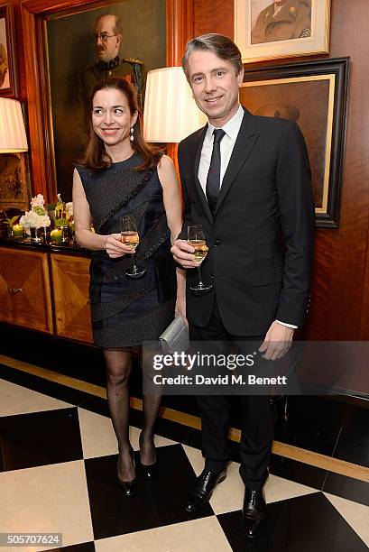 Letizia Reuss and Pierre de Maigret attend a dinner in honour of Justine Picardie, to celebrate the book 'Dior by Avedon' at the Beaumont Hotel on...