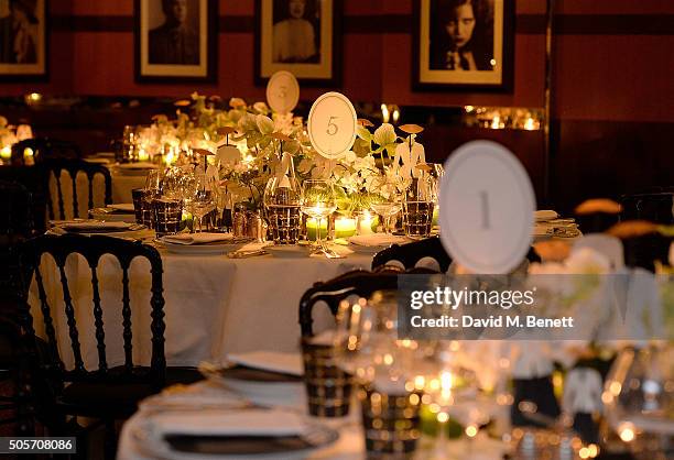 Atmosphere at a dinner in honour of Justine Picardie to celebrate the book 'Dior by Avedon' at the Beaumont Hotel on January 19, 2016 in London,...