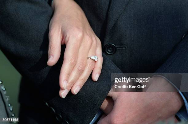 Engagement ring on hand of Sophie Rhys-Jones who will wed Britain's Prince Edward.