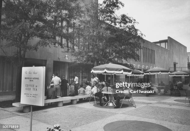 Naional Bank's free sidewalk cafe for summer visitors.