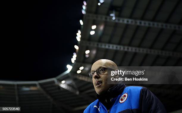 Reading manager Brian McDermott looks on ahead of The Emirates FA Cup Second Round match between Reading and Huddersfield Town at Madejski Stadium on...