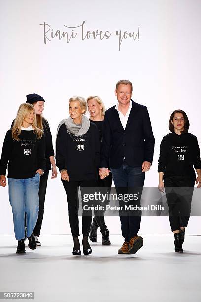 Designer Ulrich Schulte on the runway at the Riani show during the Mercedes-Benz Fashion Week Berlin Autumn/Winter 2016 at Brandenburg Gate on...