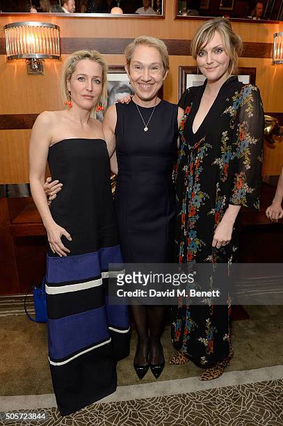 Gillian Anderson, Justine Picardie and Sophie Dahl attend a dinner in honour of Justine Picardie to celebrate the book 'Dior by Avedon' at the...