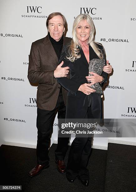 Gunter Netzer and Elvira Lang Netzer visits the IWC booth during the launch of the Pilot's Watches Novelties from the Swiss luxury watch manufacturer...