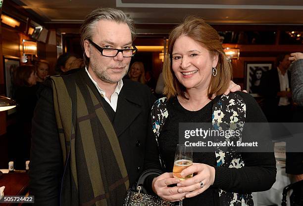 David Downton and Lydia Slater attend a dinner in honour of Justine Picardie to celebrate the book 'Dior by Avedon' at the Beaumont Hotel on January...