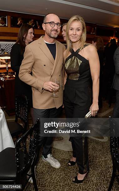 Gianluca Longo and Julietta Dexter attend a dinner in honour of Justine Picardie to celebrate the book 'Dior by Avedon' at the Beaumont Hotel on...