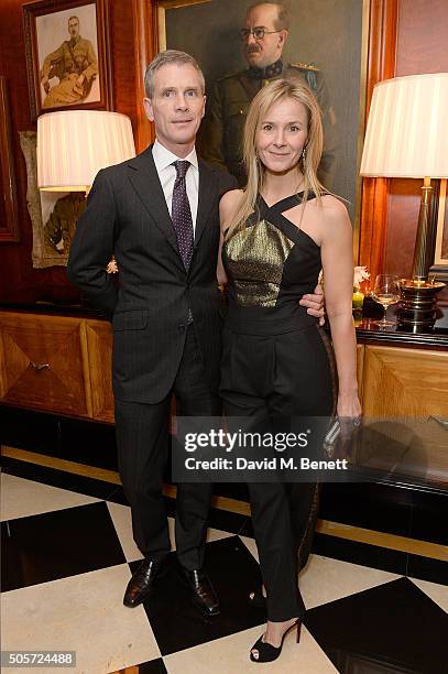 Mungo Tennant and Julietta Dexter attend a dinner in honour of Justine Picardie to celebrate the book 'Dior by Avedon' at the Beaumont Hotel on...