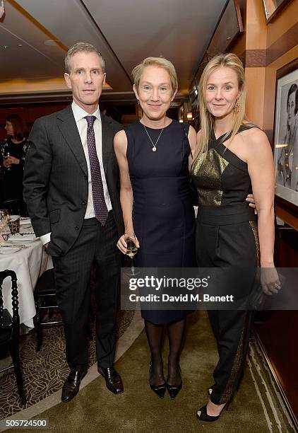 Mungo Tennant, Justine Picardie and Julietta Dexter attend a dinner in honour of Justine Picardie to celebrate the book 'Dior by Avedon' at the...