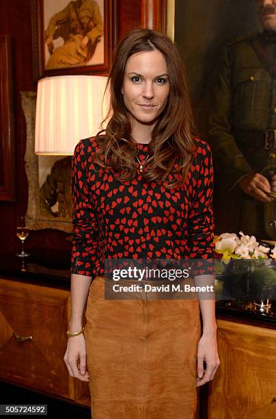 Fran Hickman attends a dinner in honour of Justine Picardie to celebrate the book 'Dior by Avedon' at the Beaumont Hotel on January 19, 2016 in...