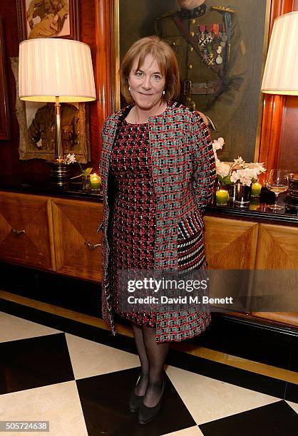 Hannah Rothschild attends a dinner in honour of Justine Picardie to celebrate the book 'Dior by Avedon' at the Beaumont Hotel on January 19, 2016 in...