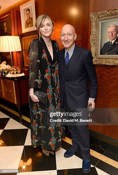 Sophie Dahl and Stephen Jones attend a dinner in honour of Justine Picardie to celebrate the book 'Dior by Avedon' at the Beaumont Hotel on January...