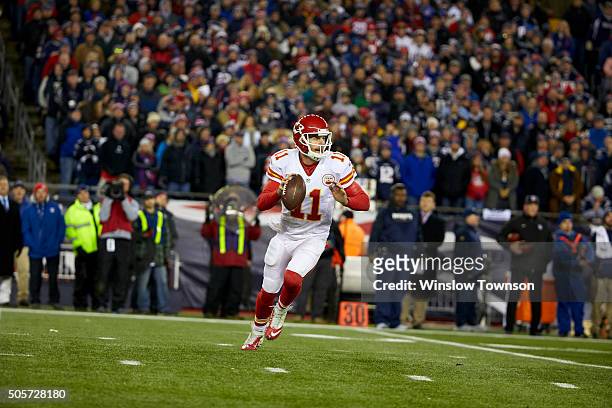 Playoffs: Kansas City Chiefs QB Alex Smith in action vs New England Patriots at Gillette Stadium. Foxborough, MA 1/16/2016 CREDIT: Winslow Townson