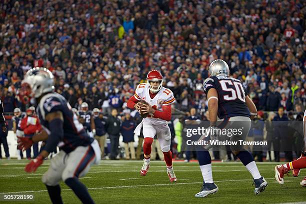 Playoffs: Kansas City Chiefs QB Alex Smith in action vs New England Patriots at Gillette Stadium. Foxborough, MA 1/16/2016 CREDIT: Winslow Townson