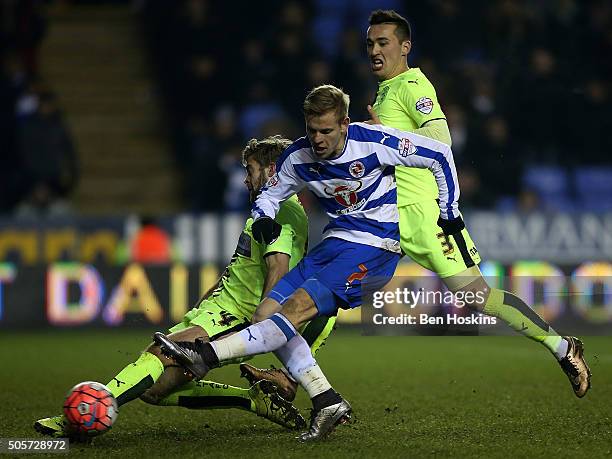 Matej Vydra of Reading scores his third and his team's fourth goal of the game during The Emirates FA Cup Second Round match between Reading and...