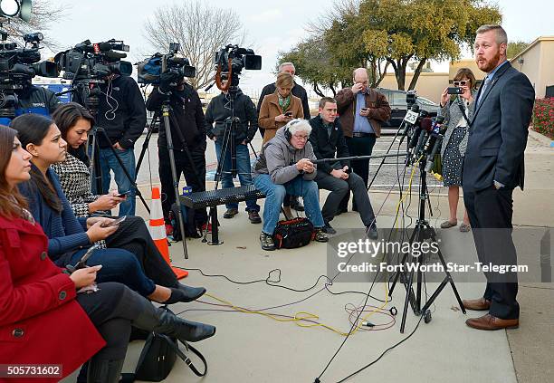 Jason Derscheid, executive director of the North Texas affiliate of Mothers Against Drunk Driving , talks to the media before presenting a petition...