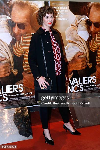 Actress Louise Bourgoin, pregnant and dressed in 'Miu Miu', attends the 'Les Chevaliers Blancs' movie Premiere at UGC Cine Cite des Halles on January...