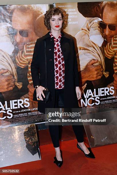 Actress Louise Bourgoin, pregnant and dressed in 'Miu Miu', attends the 'Les Chevaliers Blancs' movie Premiere at UGC Cine Cite des Halles on January...